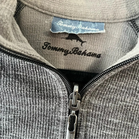Tommy Bahama Sweater Mens Medium Gray 1/4 Quarter Zip Reversible Pullover Golf - Picture 3 of 5